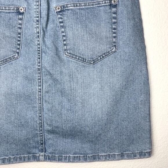 Loft Jean Denim mini skirt Women's Size 4 Blue Medium Wash Flower Embroidery y2k - Picture 12 of 13